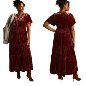 Anthropologie The Somerset Maxi Dress Velvet Plus Size 1X New